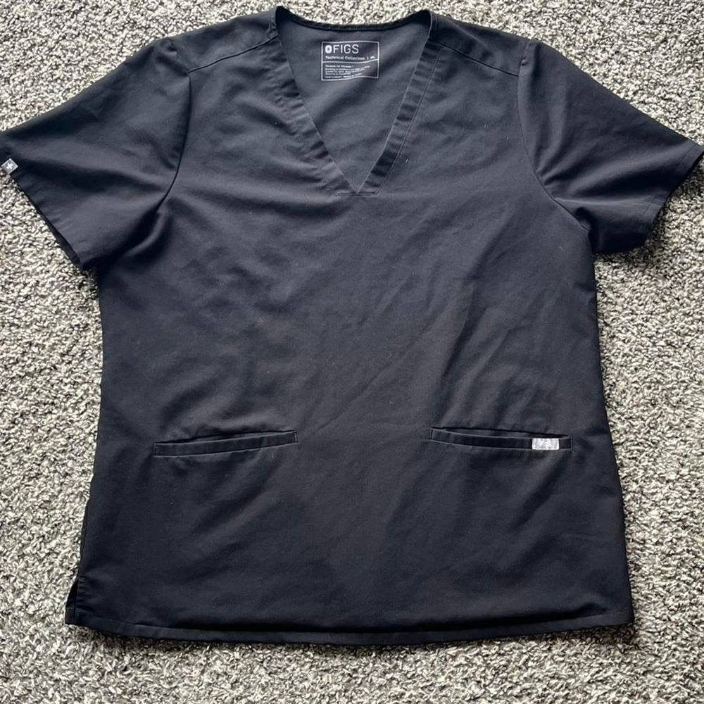 FIGS Technical Collection Black V-Neck Scrub Top Womens XL FW1100
